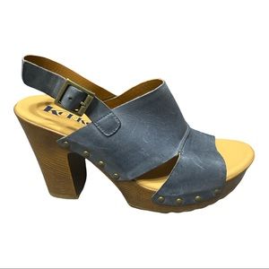 Korks slate blue leather sandals. Brand new!